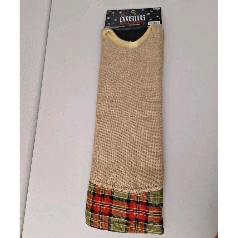 Christmas Tree Skirt Burlap and Red Green Plaid 48" The Christmas Shoppe NEW